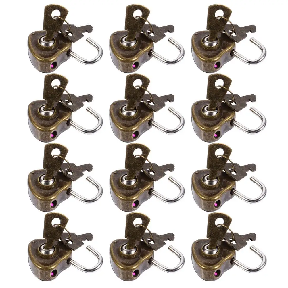 

25pcs Heart Shaped Padlock Zinc Alloy Durable Retro Small Size Luggage Keyed Love Lock for Couples Gifts