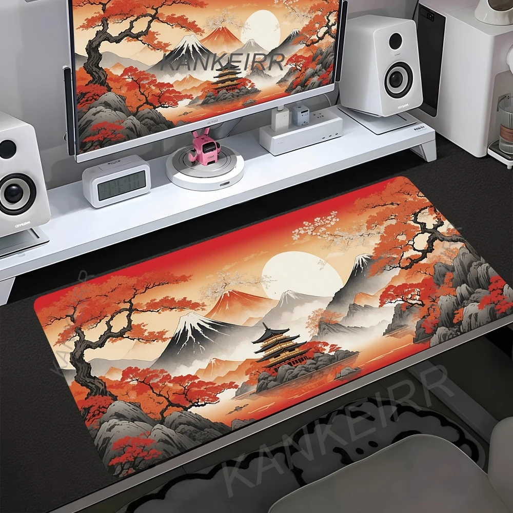 Alfombrilla de ratón Ancient Wind Sakura, alfombrilla de ratón con hermoso paisaje, alfombrilla extendida para escritorio, tela resistente al desgaste, base de goma antideslizante, alfombrilla para mesa