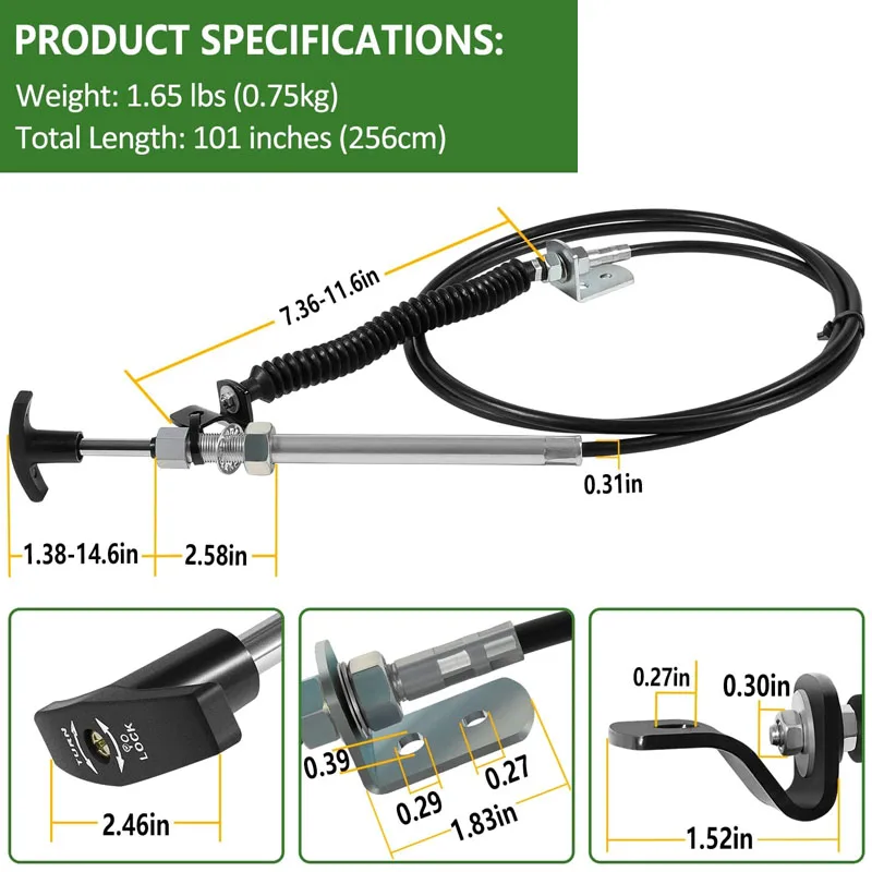 Snowblower Cable AM132704 for John Deere Push Pull Control Cable Fit for John Deere Snow Thrower Tractors GT GX LX 100 Series