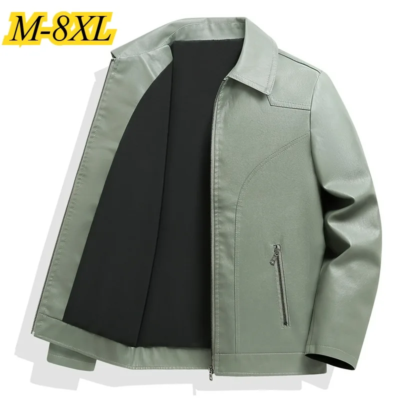

Luxury Mens Leather Jacket Comfort Outdoor Work Windproof Durable Coat Loose Casual Lapel Wrinkle Resistant Autumn Men Clothing