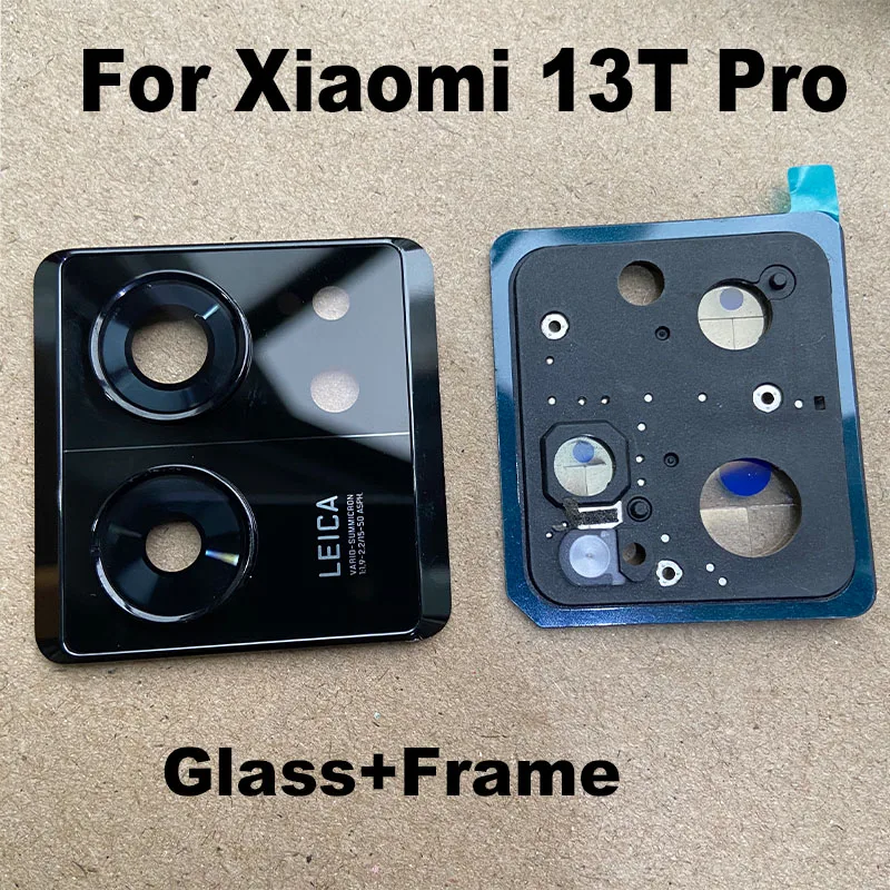 1PCS For Xiaomi 13T / 13T Pro 5G Back Camera Lens Glass Rear Cover With Frame Replacement