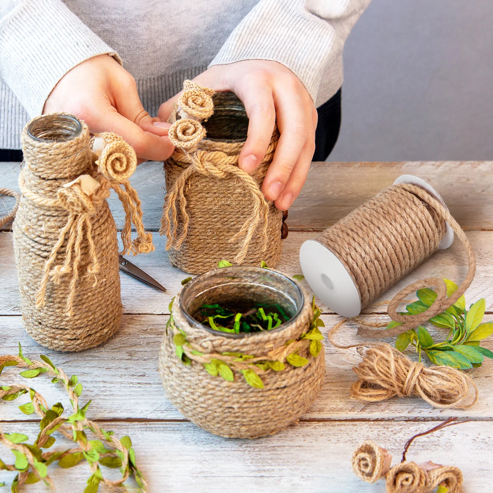 

1 Roll 8Mm 15M Jute Twine Rope Eco-Friendly Strong Craft String For Wreaths Hanging Planters Diy Projects Outdoor Garden Heavy