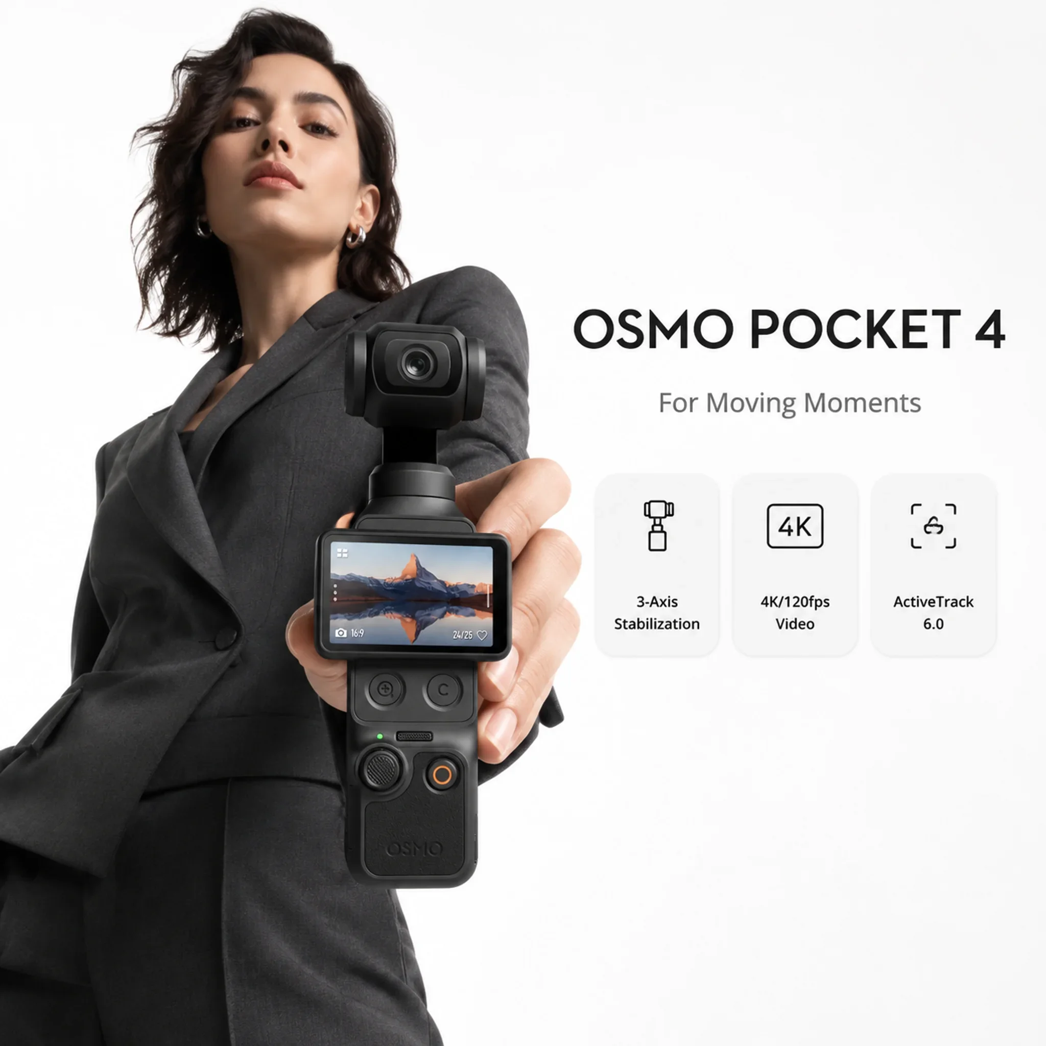 DJI Osmo Pocket 4 Standard Combo, Pocket Gimbal Vlog Camera, 1 inch CMOS & 4K/240fps, 3-Axis Stabilization, 2× Lossless Zoom, 107GB Built-in Storage, 2 inch Rotatable Screen, Professional Camcorder