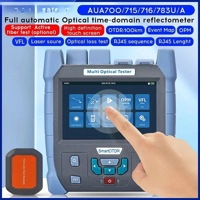

AUA-783U/A OTDR 850/1300nm 22/24dB Fiber Optic Reflectometer Touch Screen VFL OLS OPM Event Map Ethernet Cable Tester
