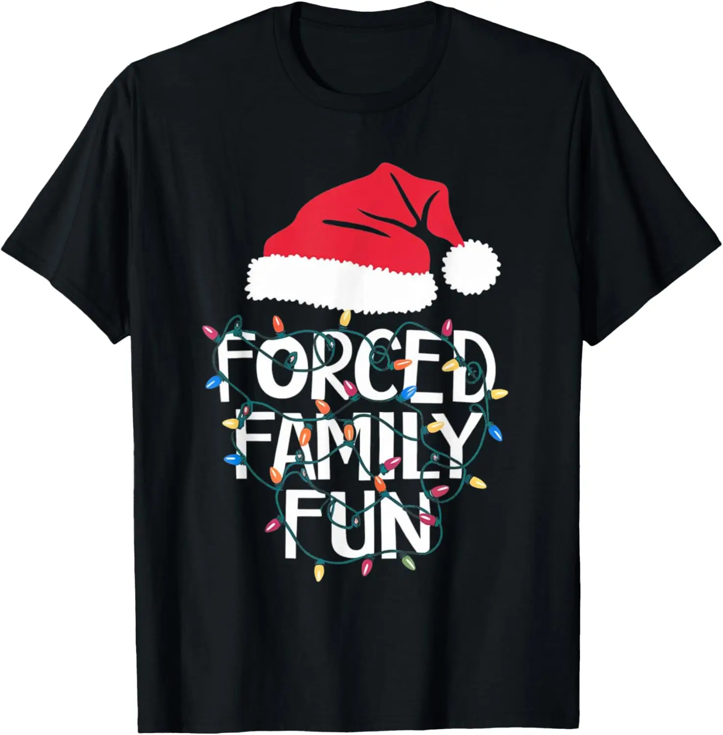 New Year Xmas Forced Family Funny Sarcastic Christmas Funny Men Women Regular High Quality Cotton Crewneck Short-sleev T-shirts