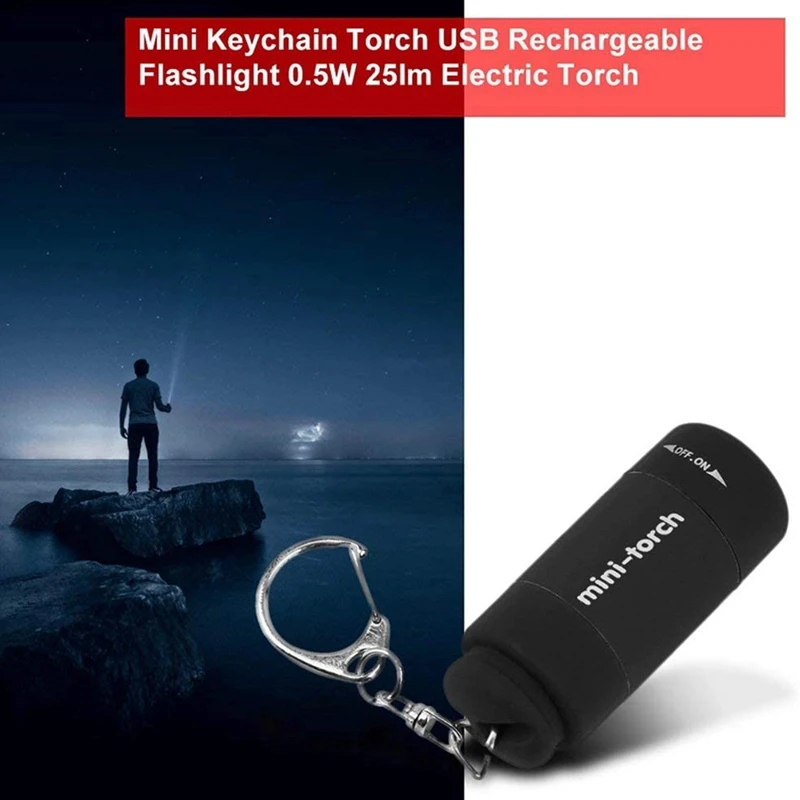 ABSF Mini Torch Keychain LED Rechargeable USB Mini Flashlight Portable Pocket Torch Keyring DIY Tool For Home