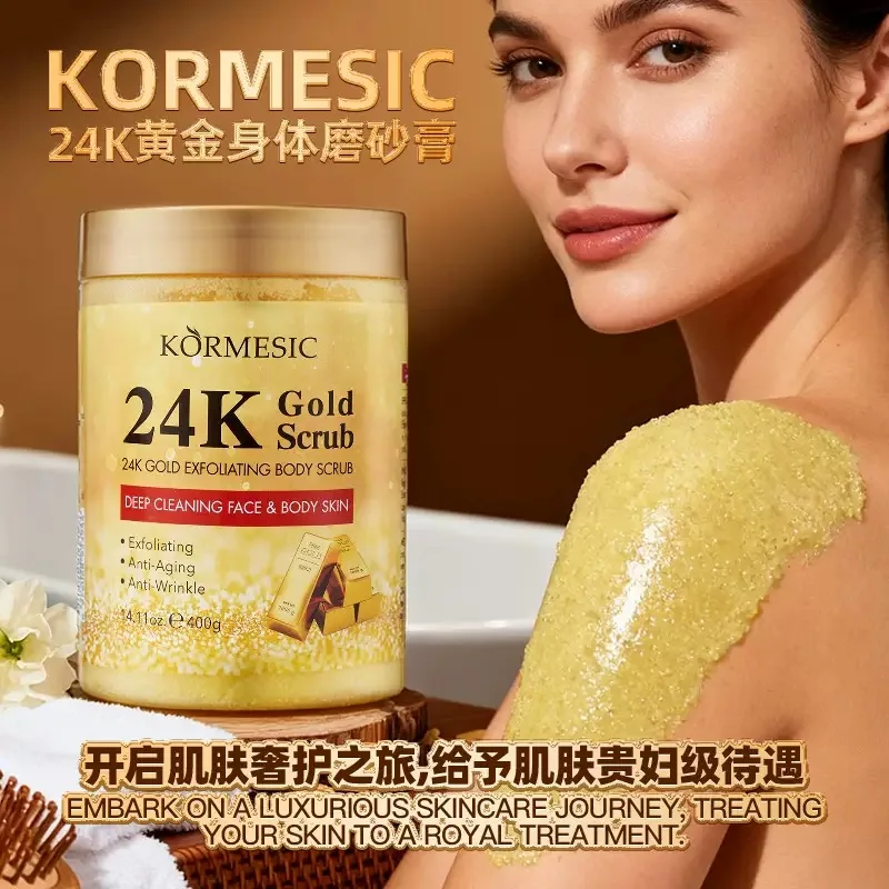 24kゴールド角質除去ボディスクラブ-400g-優しいディープクレンジングスキンケア-アンチエイジング-しわ対策-フェイス＆ボディスクラブ-なめらかで明るい肌へ