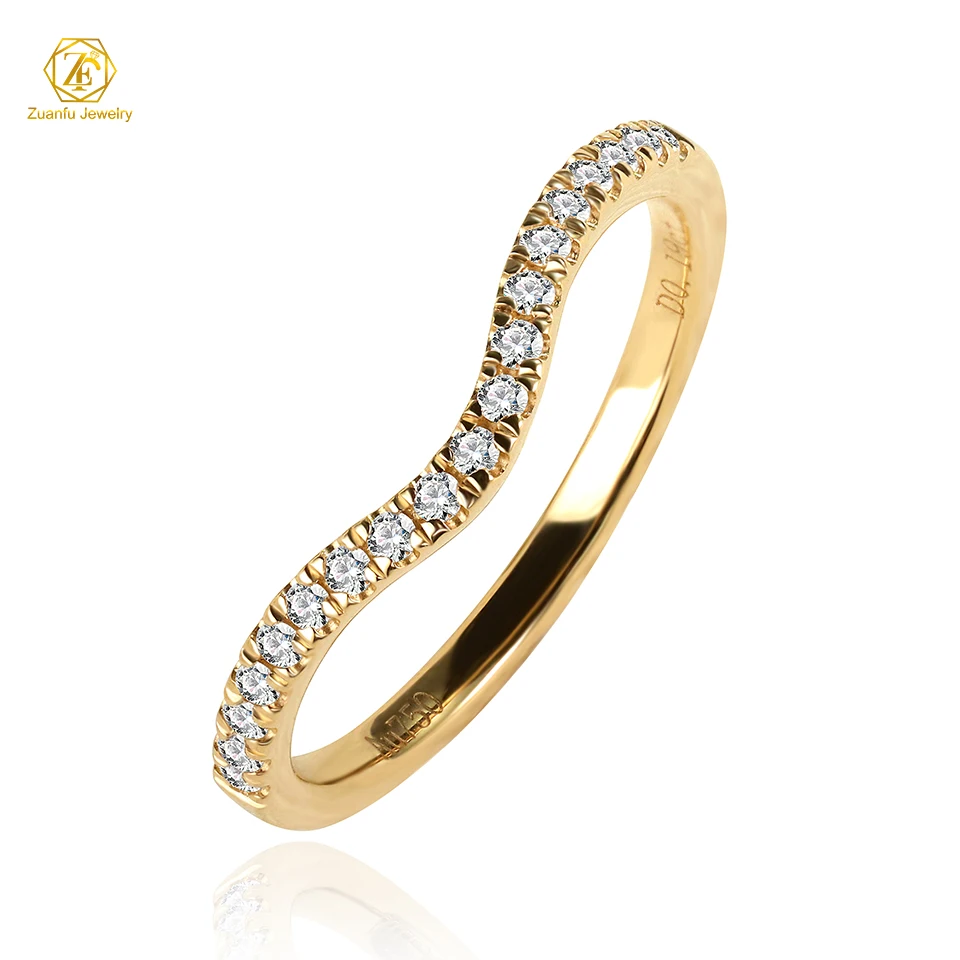 18K Yellow Gold 1.3mm FG VS Round Natural Diamond Half Band Eternity Ring for Fashion engagement Daily Wear