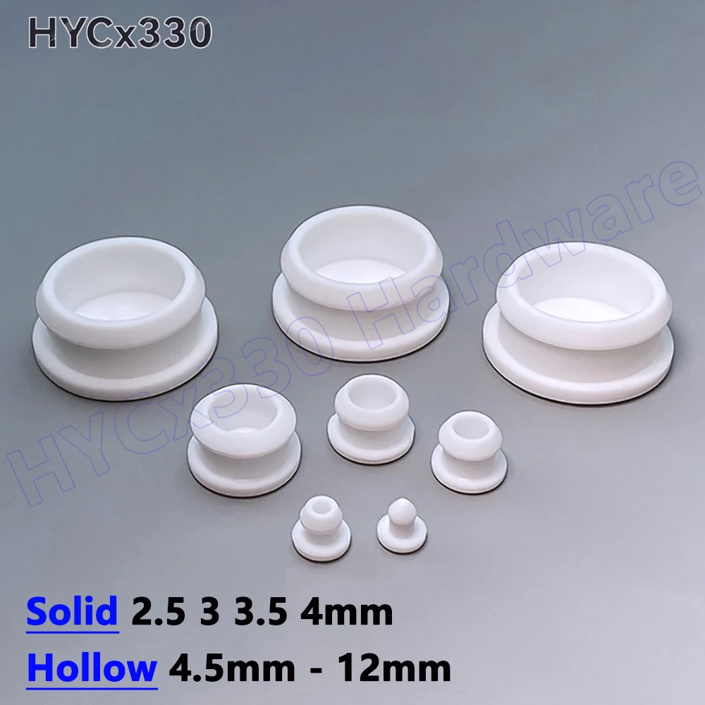 Witte opklikbare gatplug siliconenrubber blinde eindkappen afdichtingsstopper, massief 2,5 3, 3,5 4 mm, hol 4,5 mm tot 12 mm