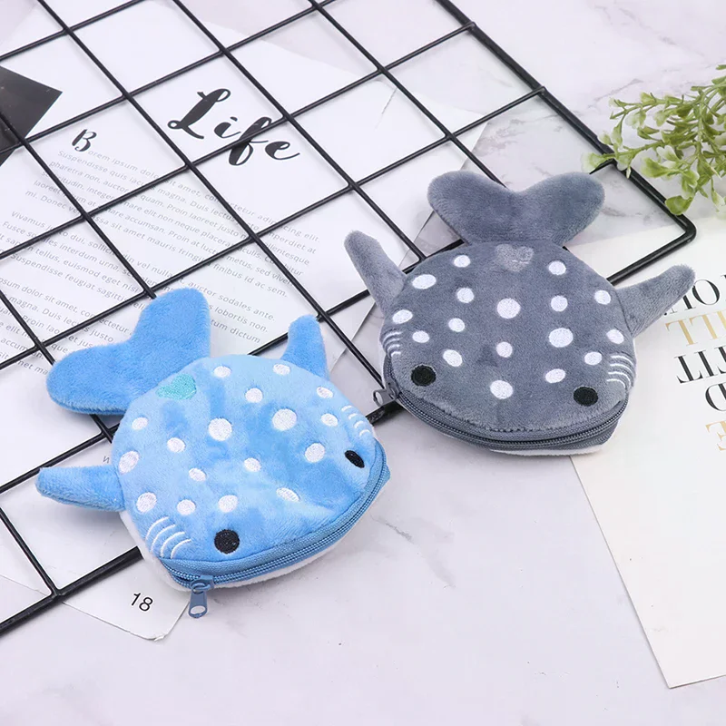 1 個かわいい漫画ぬいぐるみサメ小銭入れぬいぐるみ動物財布女性子供用ジッパーコインバッグ