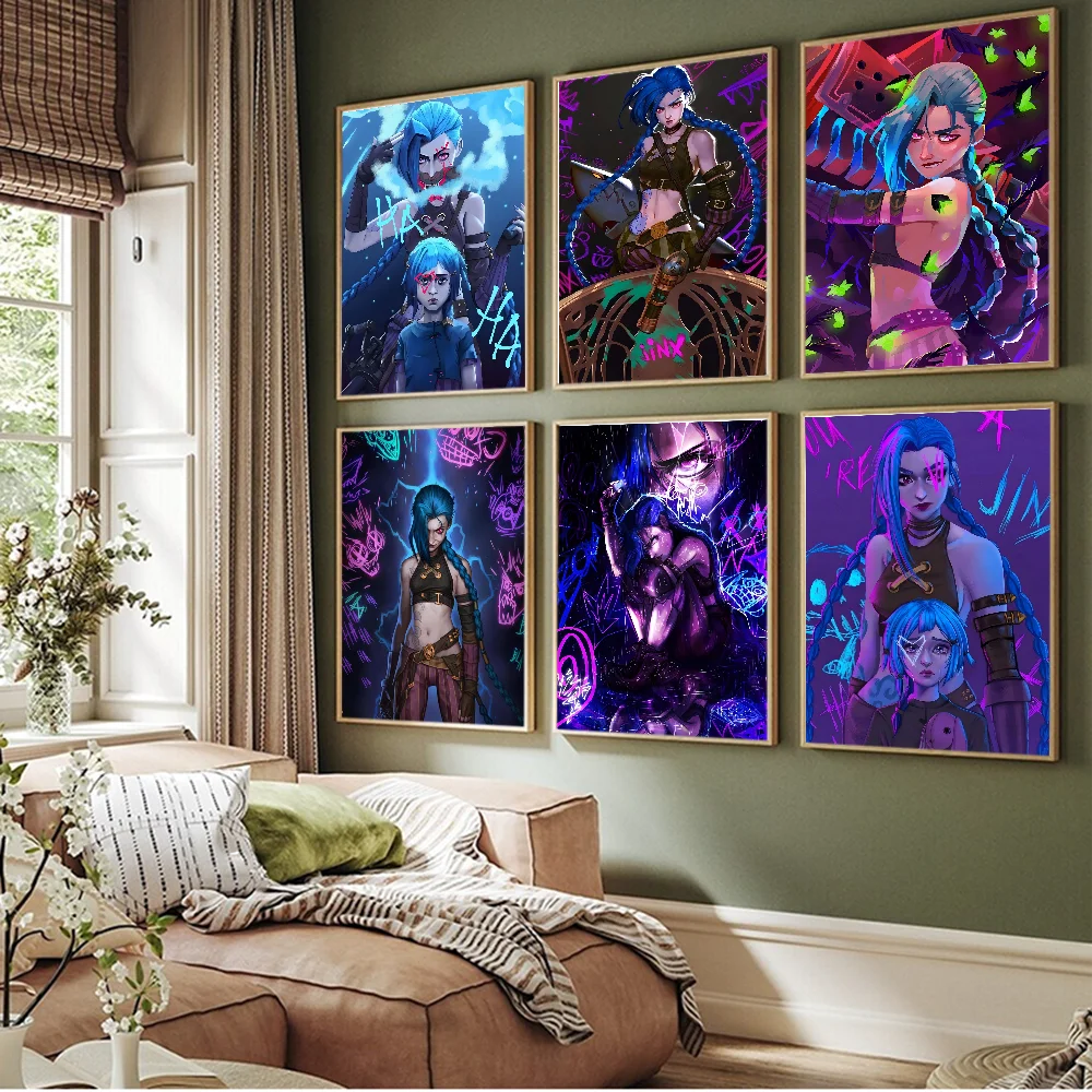 Arcane L-LOL Jinx Classic Vintage Posters Waterproof Paper Sticker Coffee House Bar Home Decor