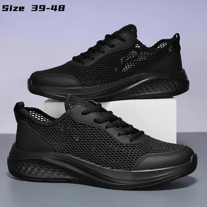 

Новая летняя мужская спортивная обувь, легкая, мягкая и удобная мужская обувь с плоской подошвой, уличные повседневные сетчатые кроссовки, большие размеры 39-48