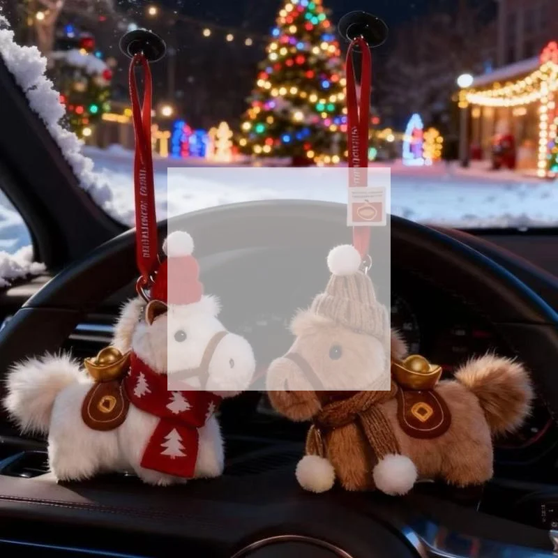 

Милый плюшевый брелок-лошадка с зимним вязаным шарфом и шапкой, подвеска для сумки, подарок на Рождество, День святого Валентина, праздничный подарок