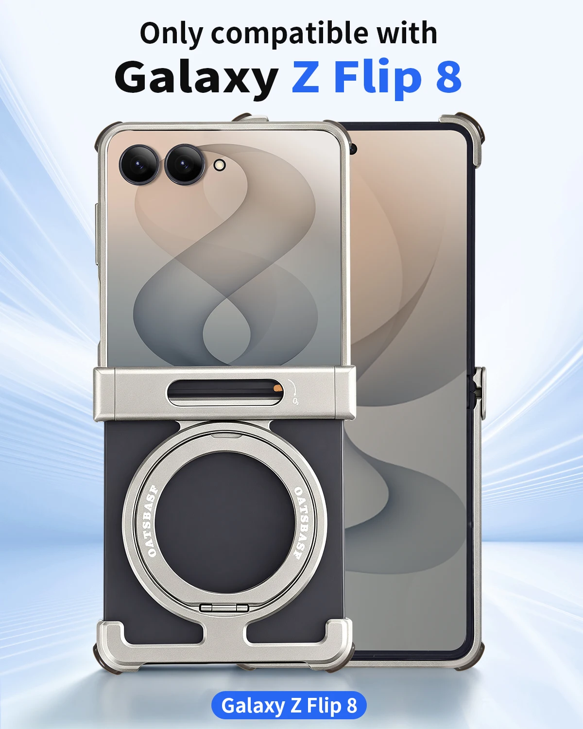 Eary Bezramkowe Etui do Samsung Galaxy Z Flip 8 7 z Ochroną 360 ° Obrotowe, magnetyczne etui na telefon z metalową podstawką, odporne na wstrząsy, zapewniające ochronę. — zdjęcie produktu 3