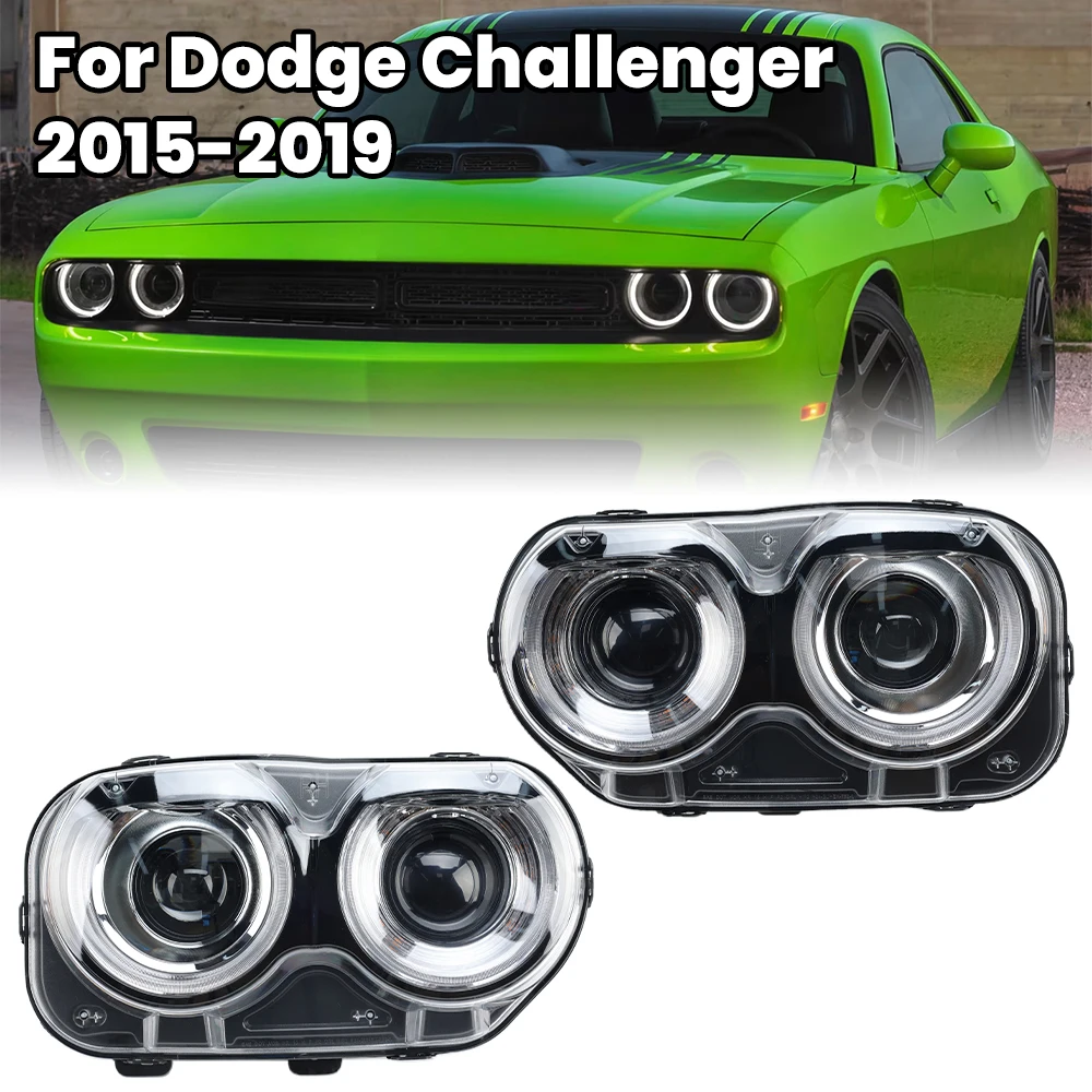 

Светодиодные фары проектора для Dodge Challenger SE R/T 2015 2016 2017 2018 2019 2020-22 светодиодные фары с двумя лучами DRL аксессуары