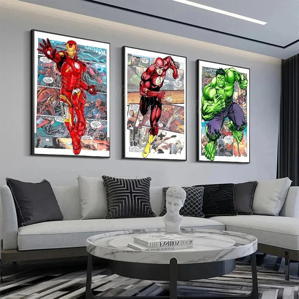 M-Marvel Movie Poster S-Spiderman Painting I-Iron M-Man H-Hulk Wall Art Print Kids Room Decoration Modern Home Decor Gift