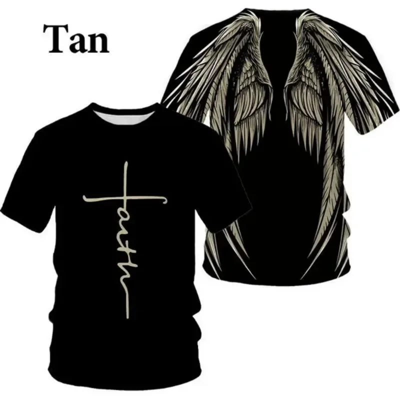 Angel Wings Cross 3D Printed T Shirt Men Women Cosplay Men\'s Clothing Fashion Cool and Fun Short Sleeve T Shirt