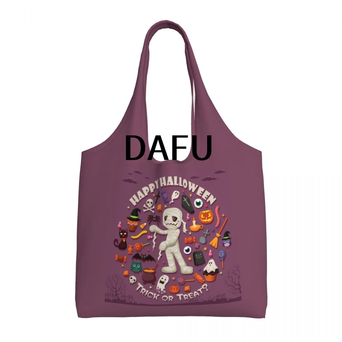 

Happy Halloween Funny Halloween Print Cotton Tote Bag - Casual Commuter Shoulder Bag for Work Grocery Shopping Trick or Treat