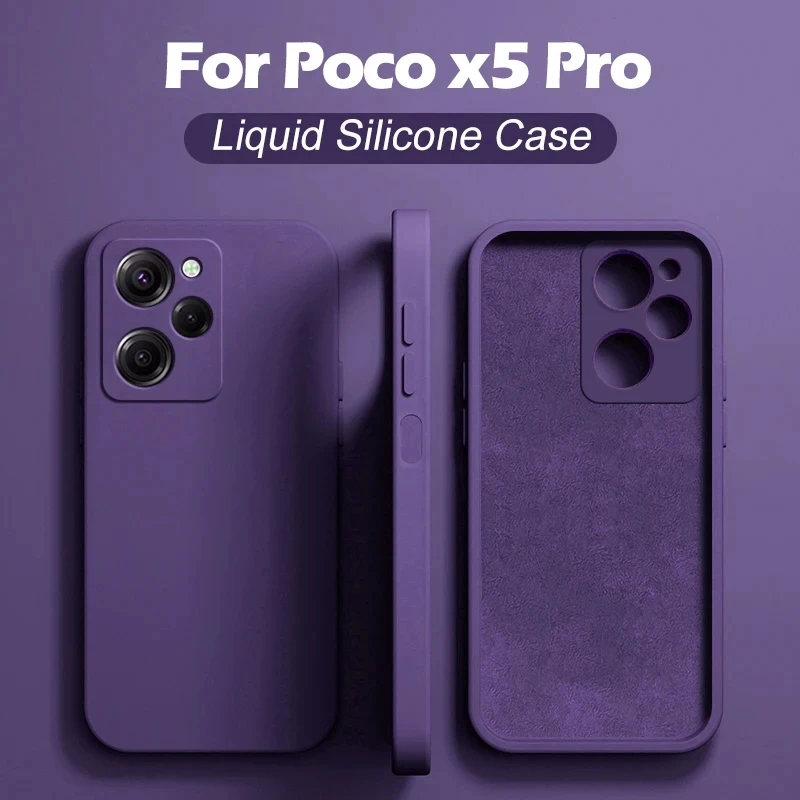 Original  Liquid Silicone Case For Xiaomi Poco X5 Pocox5 Poco X5pro F5 Pro 5G Shockproof Cover For Poco X5 Pro Phone Case