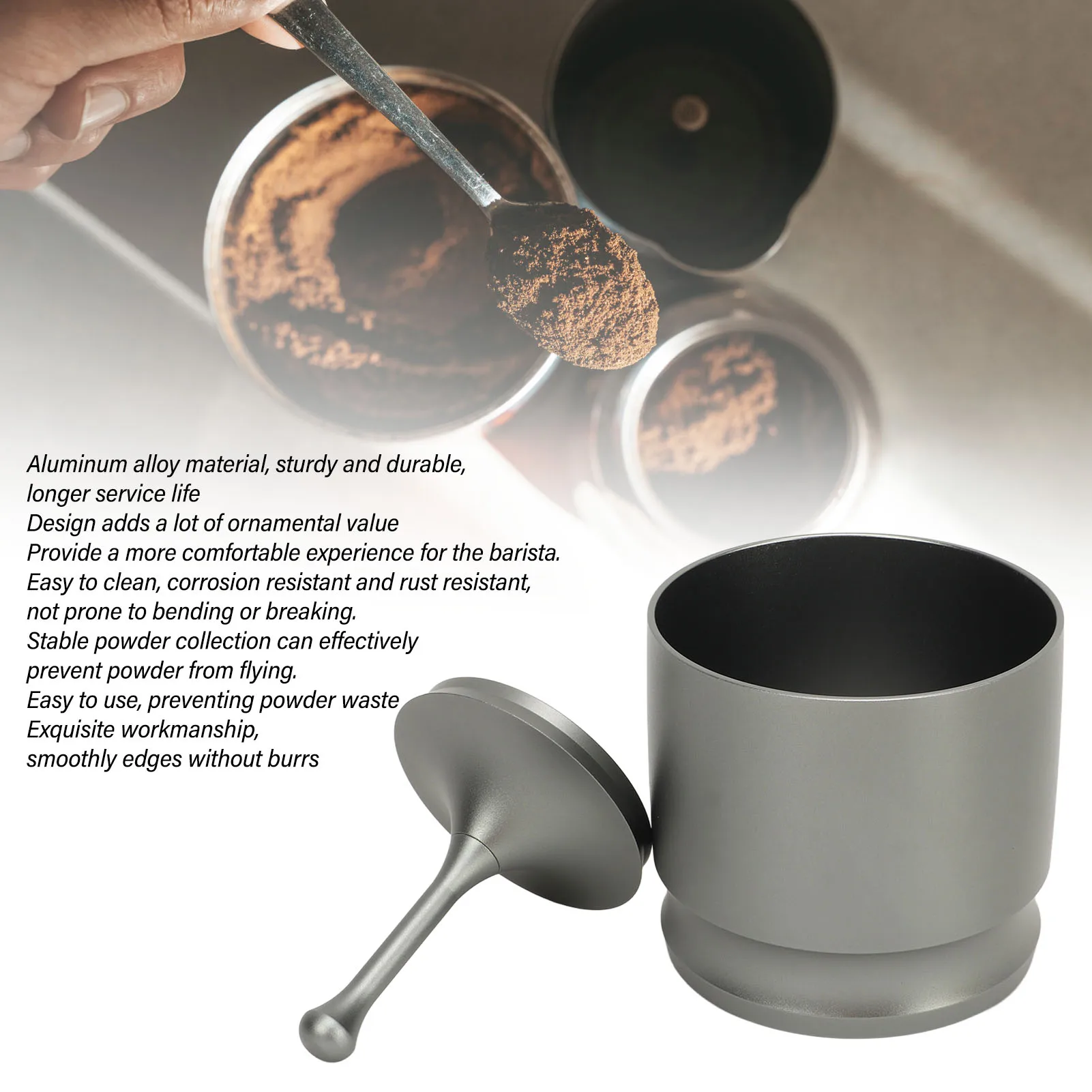 58mm Coffee Dosing Rings Press Aluminum Alloy Espresso Coffee Powder Receiver Container Anti Flying Dust Powder Cup Tool