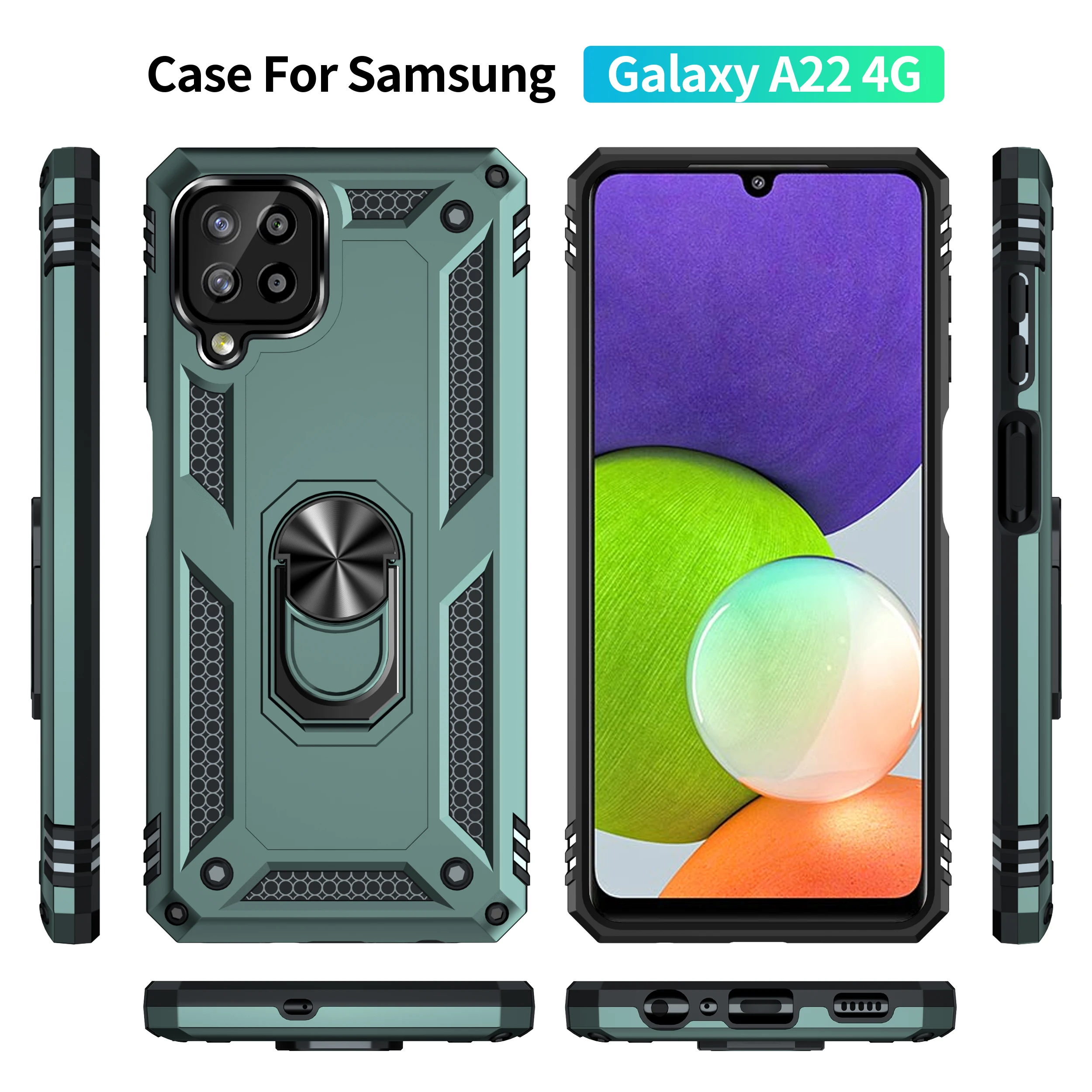 Ring Holder Case For Samsung Galaxy A22 SM-A225F/A225M/A225M/N Magnetic Car Shockproof Cover For Galaxy A22 Case Samsung A22