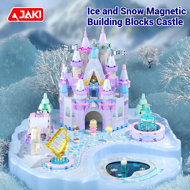 AK029 meisjes alsof speelspeelgoed, ijs- en sneeuwmagisch kasteelbouwstenen, magnetische stukken, modelspeelgoed, vakantiecadeaus voor meisjes