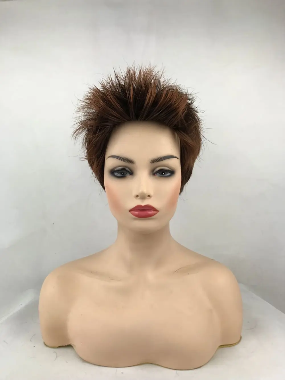 

Short Straight Brown Layered Synthetic Hair Full Wig for Women - Chemotherapy Wig, Mechanical Wig