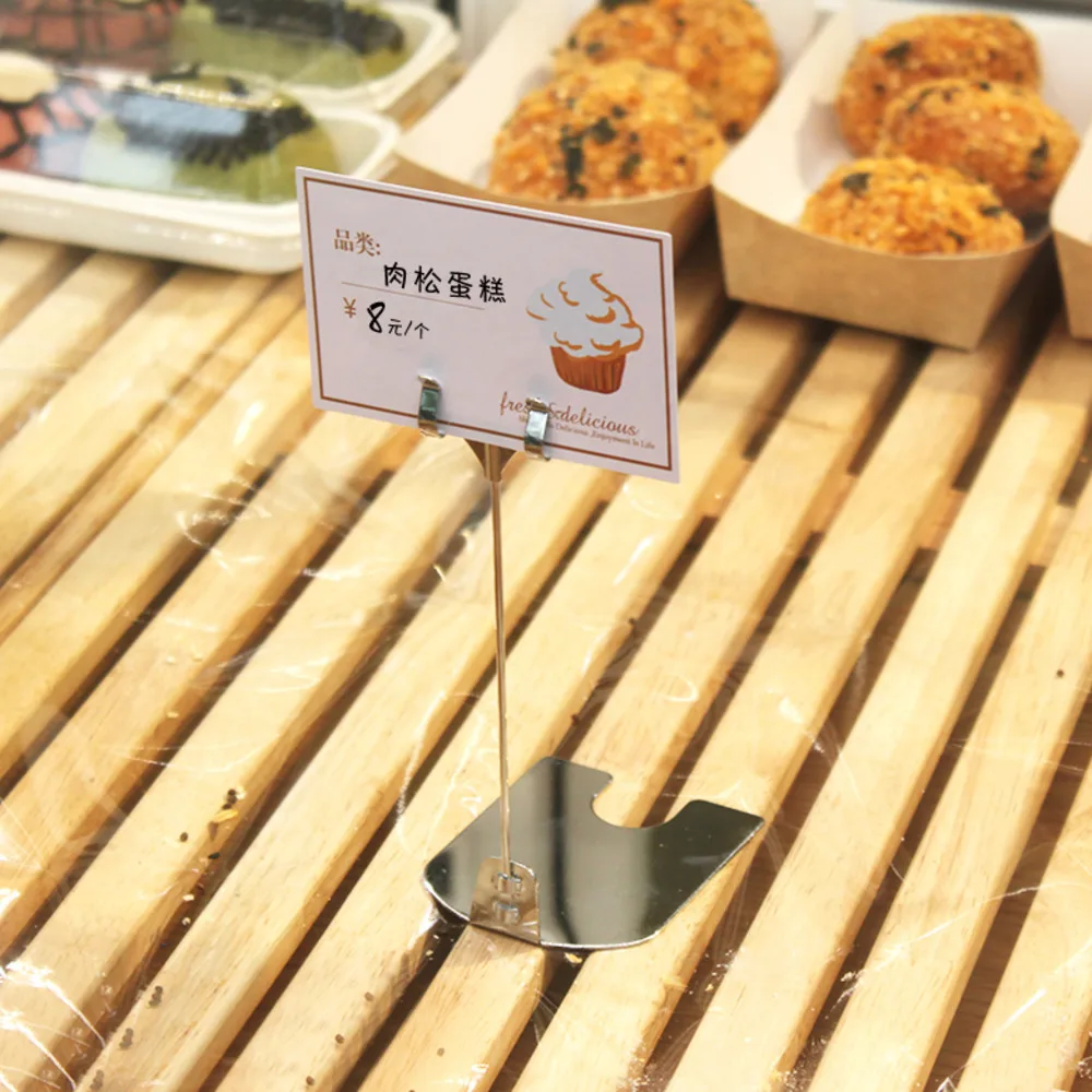 Metal Price Tag Label Clip Table Top Number Snap Food Name Card Sign Holder For Retailing Store Supermarket