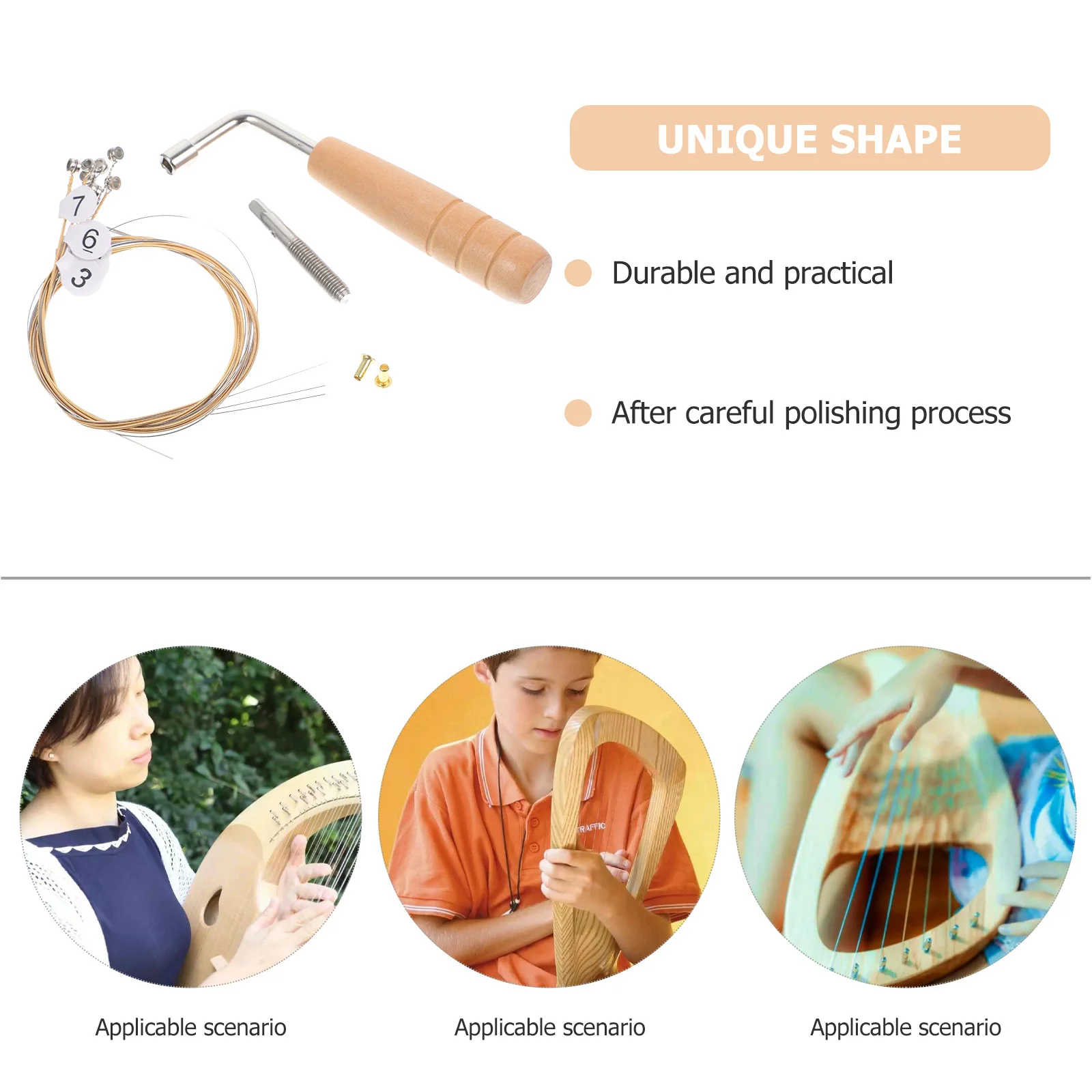 

1Set Lyre Harp String Pegs Replacement Durable Steel Professional Tuning Accessory Fixator Replacement Parts for Lyre Harp