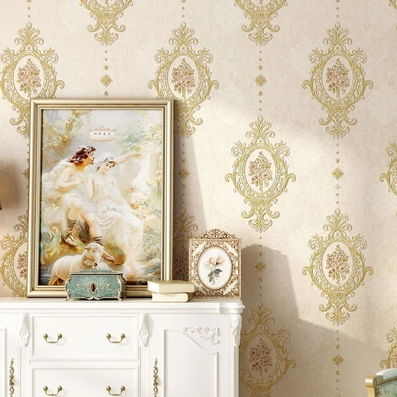 European pastoral non-woven wallpaper American mirror flower pink bedroom AB version living room TV background wall wallpaper