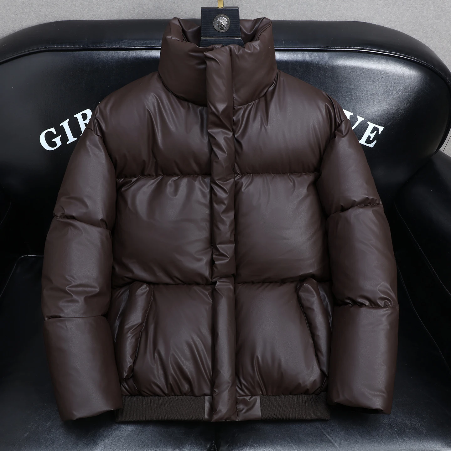 Casual 2025 Winter Men\'s PU Cotton-Padded Jackets Outwear Solid Color Warm Parkas Plus Size M-5XL Windproof Thick Coats Clothing