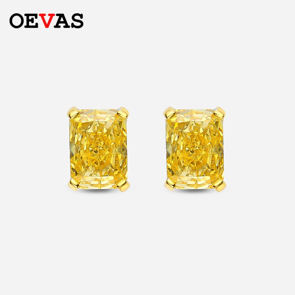 OEVAS 100% 925 Sterling Silver 5*7mm Topaz Earrings Sparkling High Carbon Diamond Wedding Engagement Party Fine Jewelry Gifts