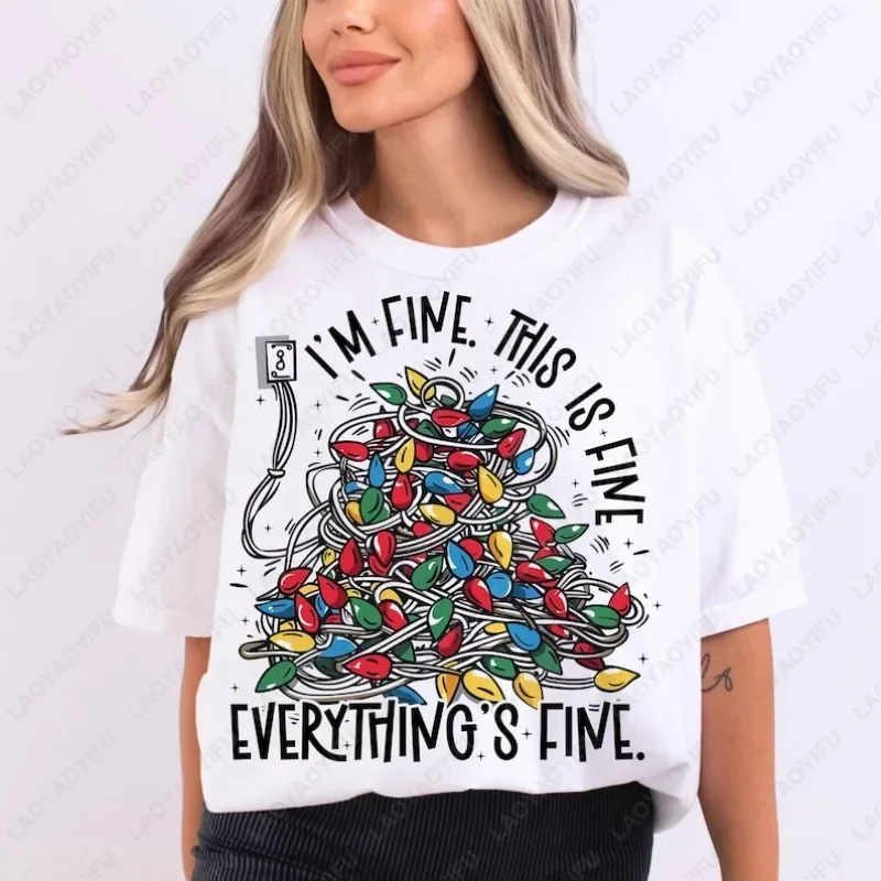 Retro Christmas Lights Santa Claus Tops Merry New Year Xmas Sublimation Designs Tshirt Men Women Cotton Creative Novelty Fun Tee