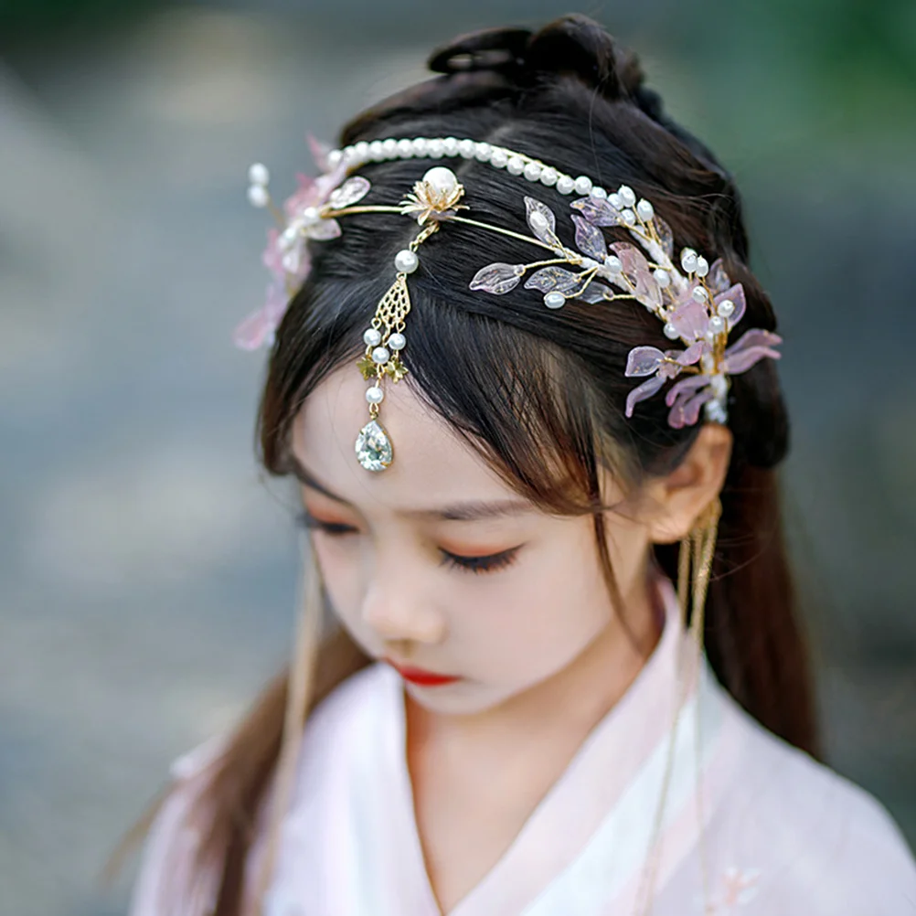 Ancient Style Hair Crown Headdress Chinese Traditional Accessory Hanfu Tiara Retro Decor Long Tassel Hairpin Headwear Vintage