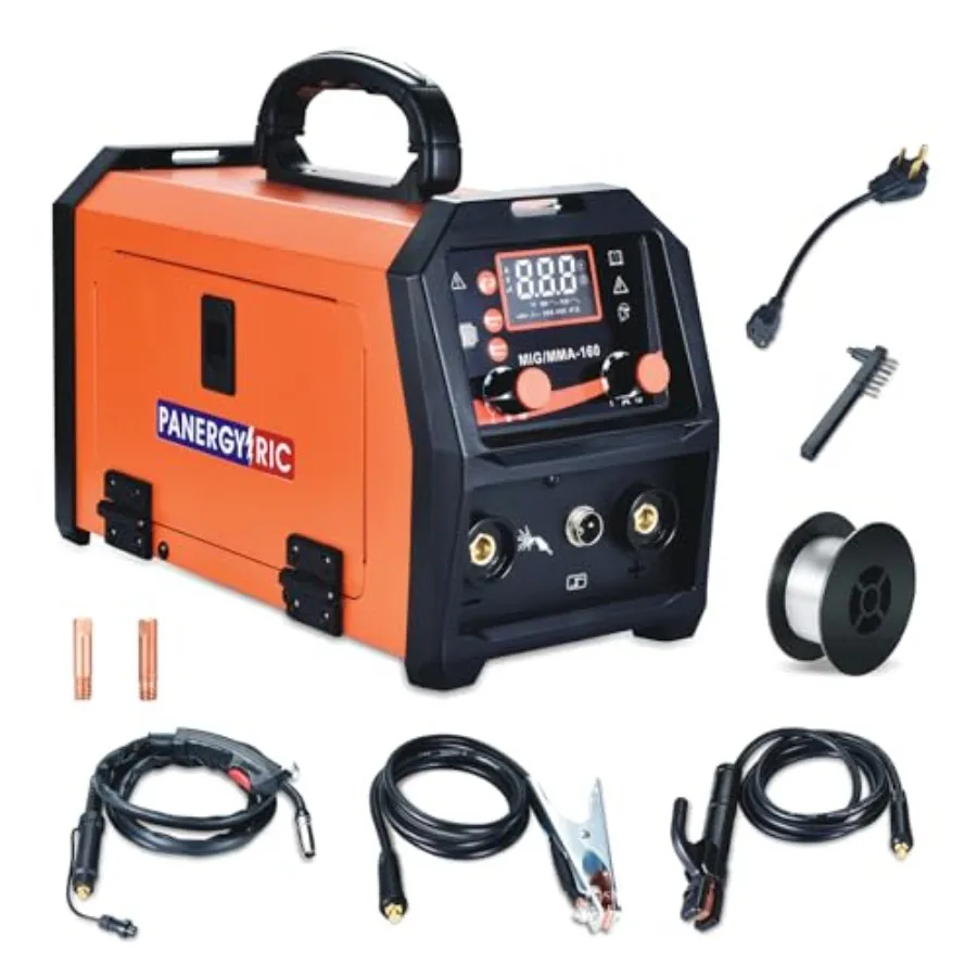 

160A MIG Welder, 110V/220V Dual Voltage 3 in 1 Welder Flux Core Welder Gasl MIG/Lift TIG/Stick Big LED Digital Display Portable