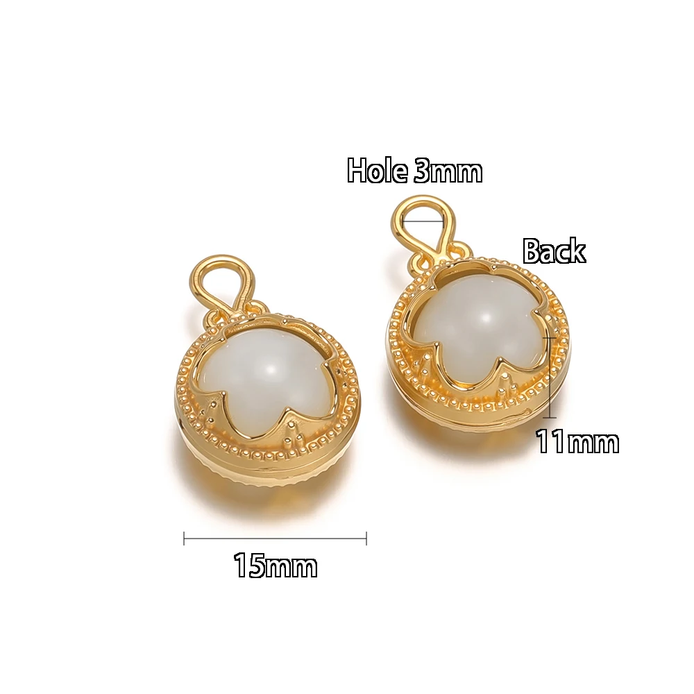 3 Stück Edelstahl-Anhänger mit runden eingelegten Steinen für DIY-Schmuckherstellung für Damen, klassische Halsketten, Anhänger, Armbänder, Ohrringe. – Detail 3