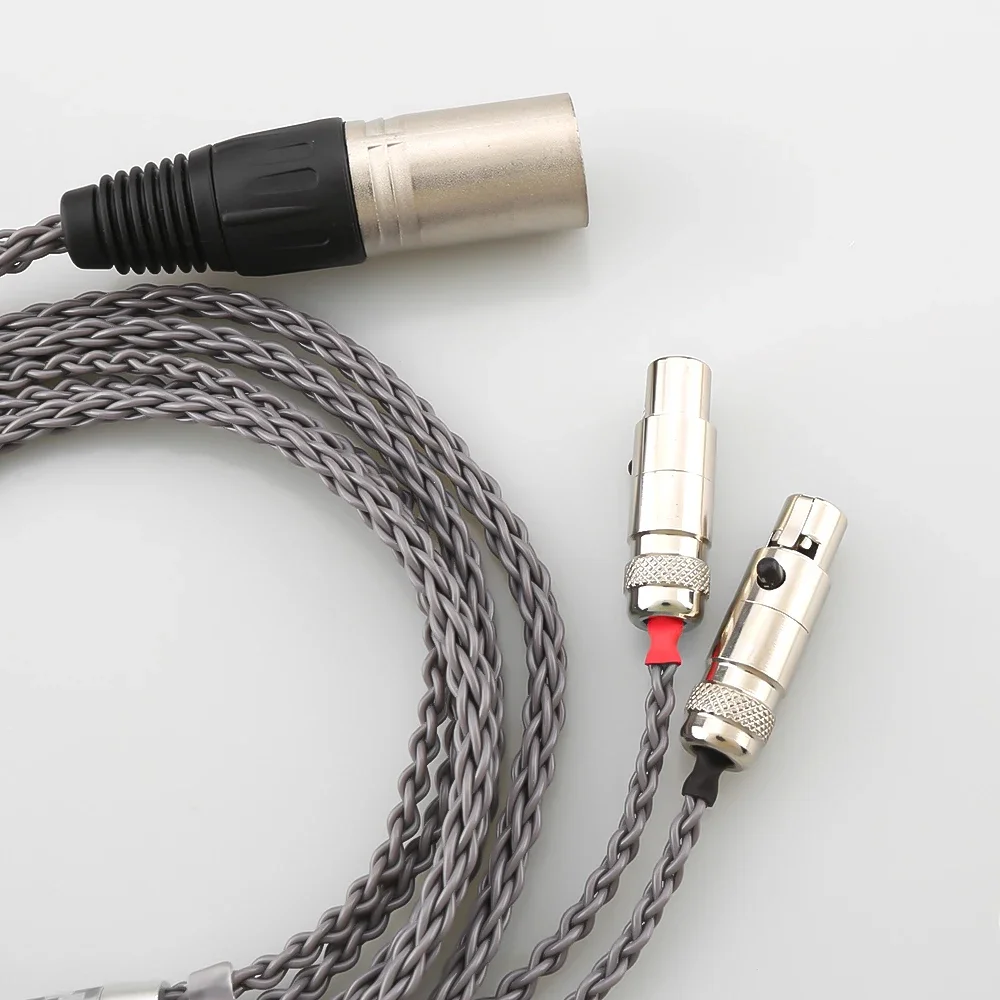 8 Core HIFI 4pin UPOCC 2.5 4.4mm XLR Balanced Earphone Headphone Upgrade Cable Silver Plated for Audeze LCD 3 LCD-2 LCD2 LCD-4