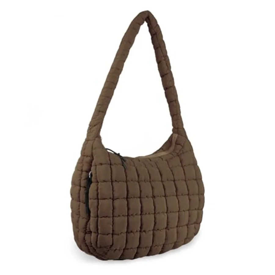 Quilted Puffer Tote Bag Purse Puffy Crossbody Shoulder BagLightweight Nylon Hobo Bag Puffer Carryall Bag for Women Girl