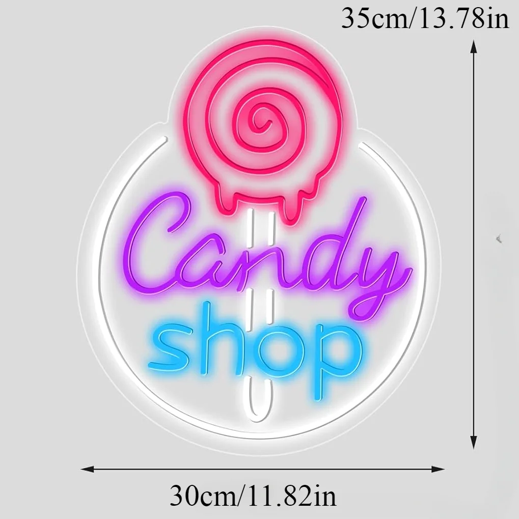 Candy Shop Neon Sign Lollipop for Sweet Store deccor dimmable neon light Bakery Dessert Shop Colorful Window Display Lighting