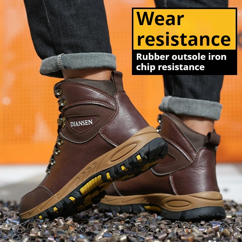 Men Steel Toe Work Safety Shoes Non Slip Boots Anti-smash Anti-Punctur Boots Casual Hiking Sneaker Protective Protective Boots