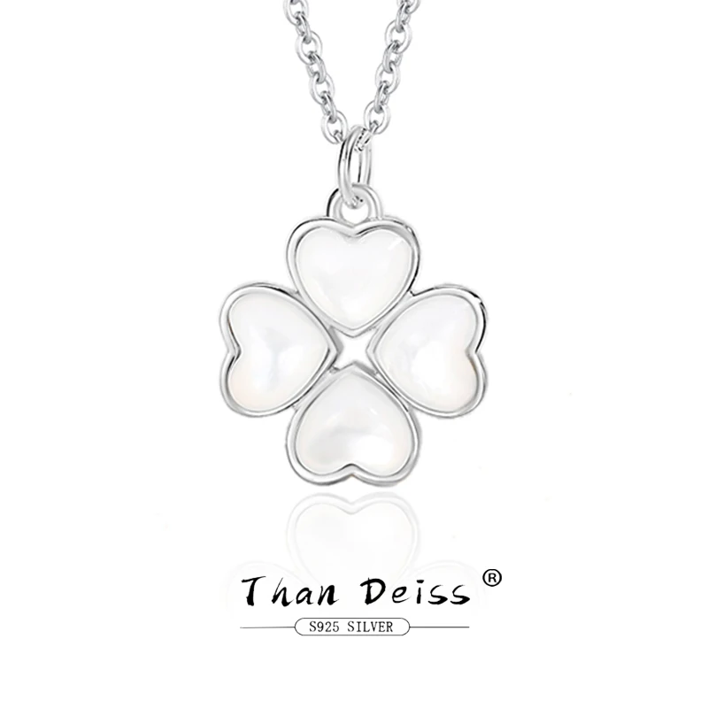 

S925 Silver Natural White Mother-of-pearl Great Love Clover Necklace Women Simple Comfortable 45cm Chain Delicate Design Jewelry