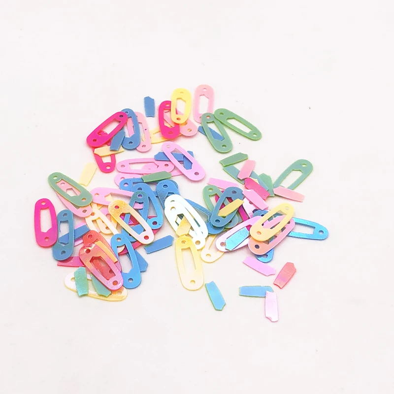 10g/200 unids/pack 5*15mm Clip de papel forma lentejuelas PVC lentejuelas costura artesanía de boda DIY Lentejuelas accesorios de ropa