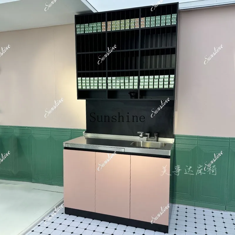 Stainless Steel Hair Salon Tool Cabinet Barber Shop Perm and Dyeing Rack Dyeing Cream Cabinet Storage Display   TF