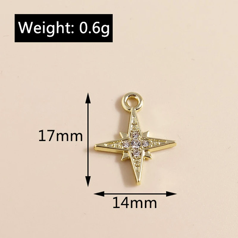 8 Stück süßer vergoldeter Kristall-Mond-Stern-Charm für DIY-Schmuckherstellung, handgefertigter Ohrring-Halsketten-Anhänger – Detail 15