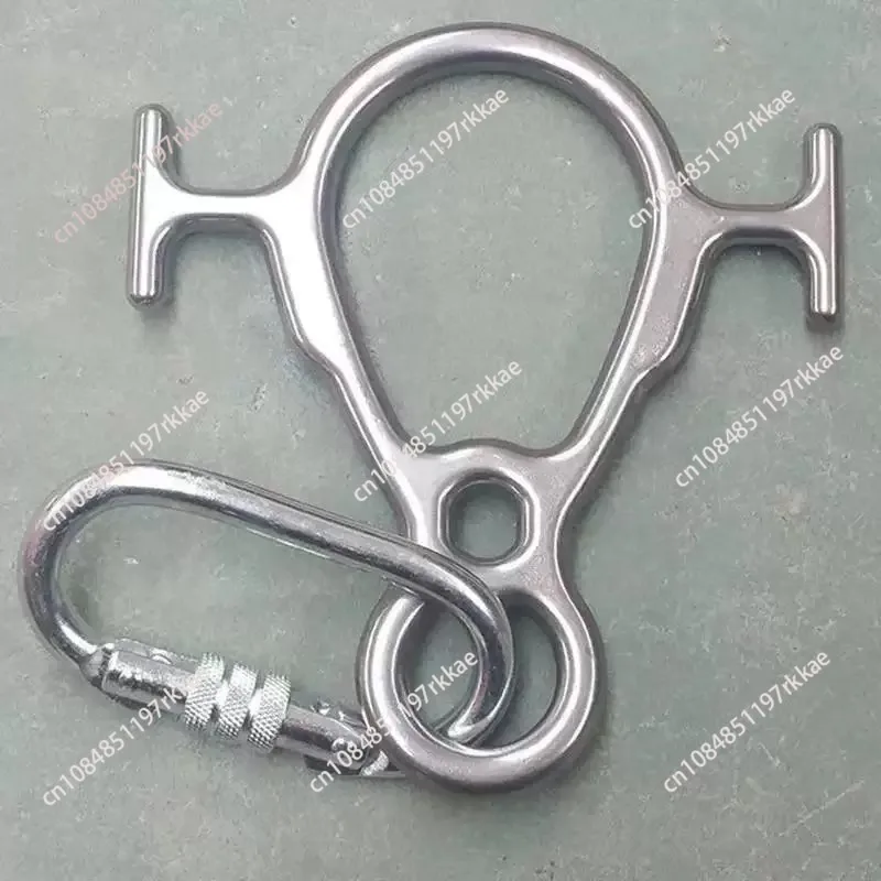 Stainless Steel Climbing Res Large Figure 8 Word Rock Climbing Horn Hoop Abseiling Device, Downhill Slow Down Descender