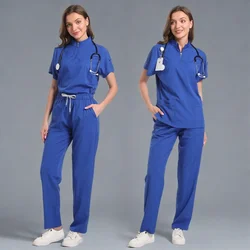 Toptan Scrubs Üniforma Setleri Tıbbi Fırçalama Streç Takım Sağlık Hemşirelik Makaleleri Unisex Cerrahi Üniformalar Kadın Erkek Üniforma