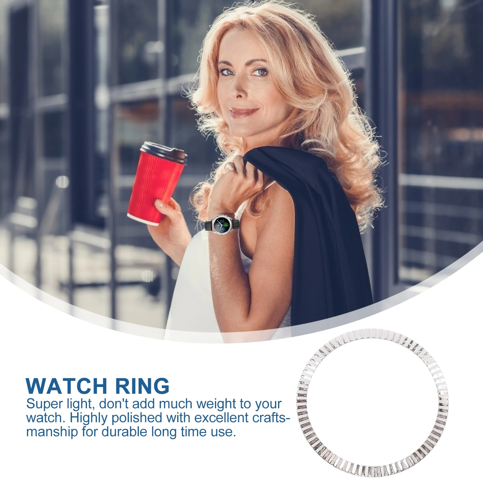 

Wavy Bezel for Smart Watch Cover Protector Accessory Alloy Ring Baffle Anti Scratch