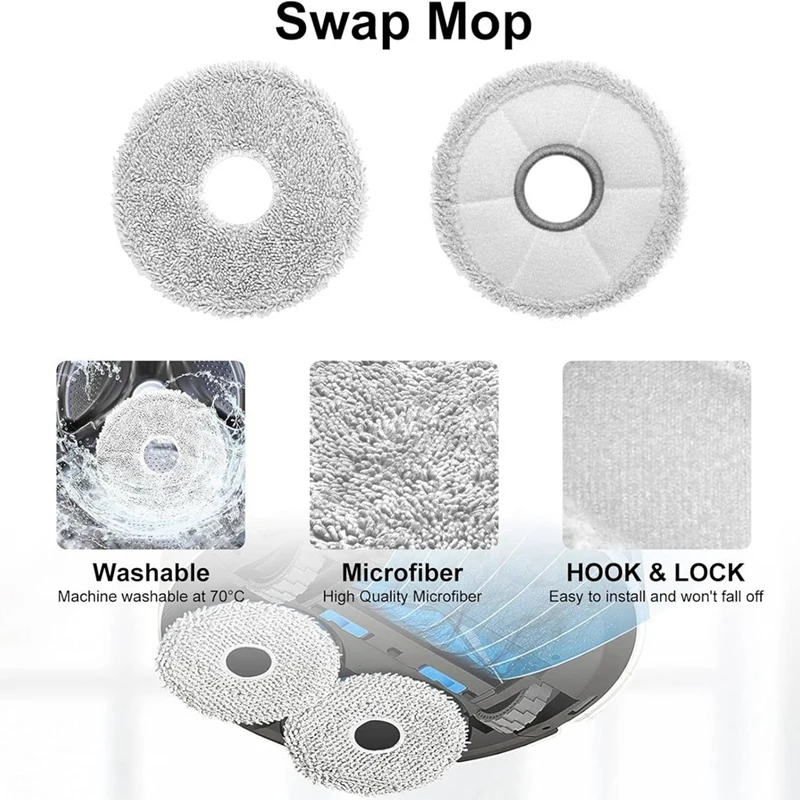 Para ecovacs deebot t30s combo robô vácuo, peças de reposição t30s escova lateral principal filtros hepa mop almofadas sacos pó