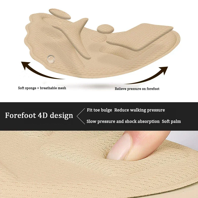 Damen-High-Heels-Fußpolster, rutschfeste Halbpolster, größenreduzierende Einlegesohlen, Zehenschutzpolster, Fußpflege-Einlegesohlen – Detail 6