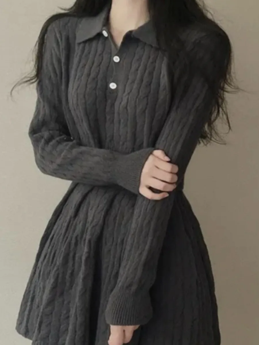 

Korean Sle Chic Twisted Knit Sweater Ne Top High Waist Pleated Skirt Autumn Winter Small Size Two Piece Set Women